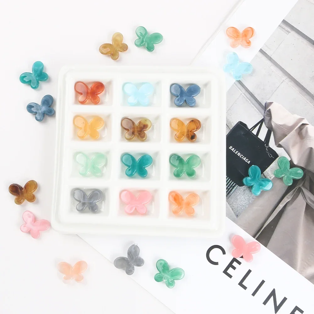 30pcs Translucent Gradient  Color Acrylic Beads Butterfly Beads For Jewelry Making DIY Bracelets Necklace Earrings Accessories