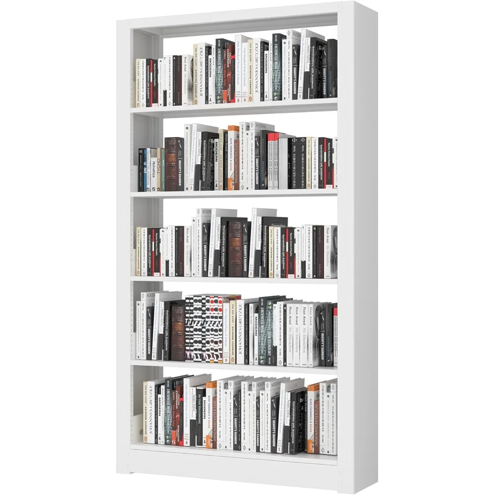 Heavy Duty Metal Bookshelf, 5 Shelf Adjustable Bookcase, 69’’ Tall Modern Bookshelves, Open Book Shelf Organizer