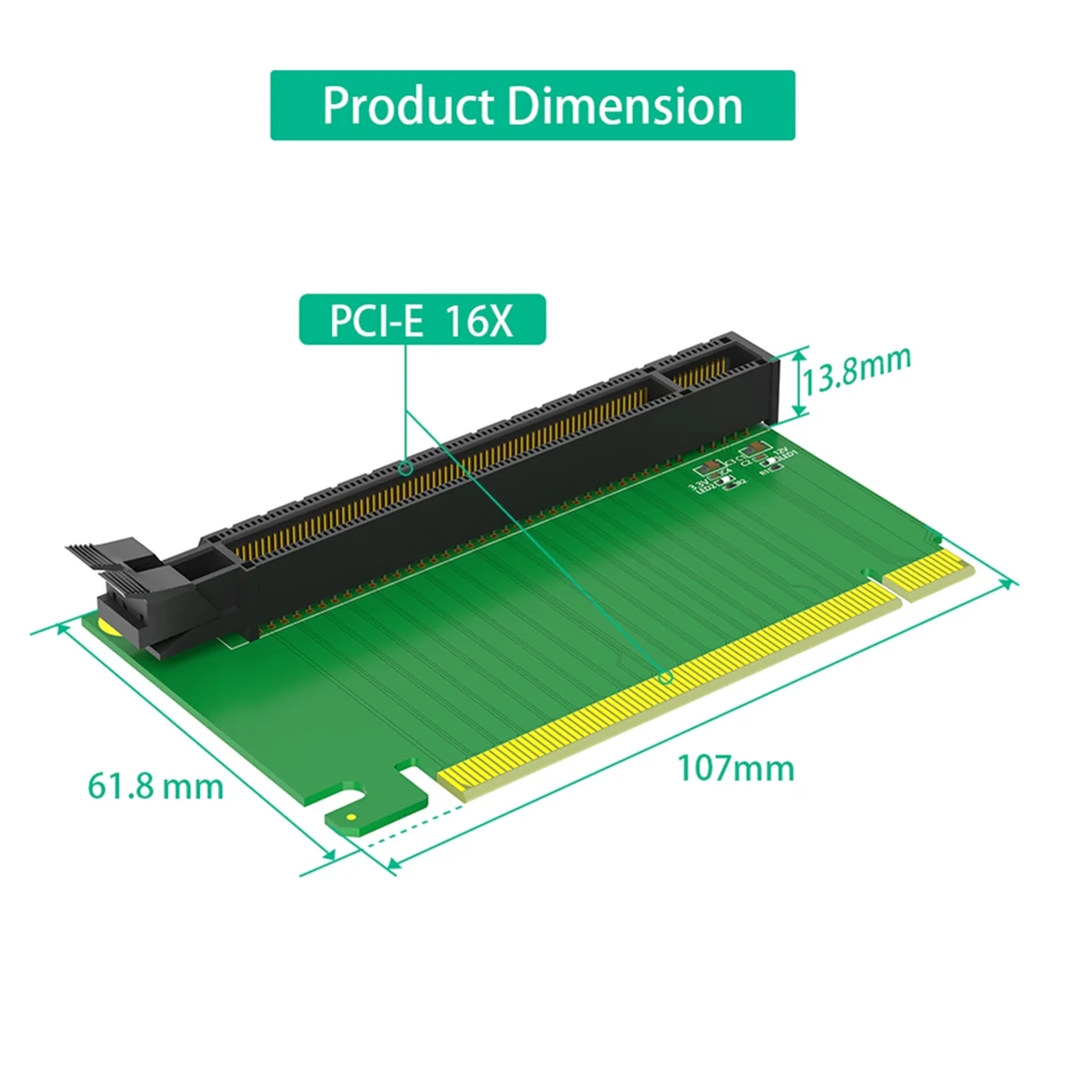 Convince PCI-E 16X 3.0 90 Degree Reverse Male to Female Riser Card for 2U Server (Installation Direction Towards CPU)2025
