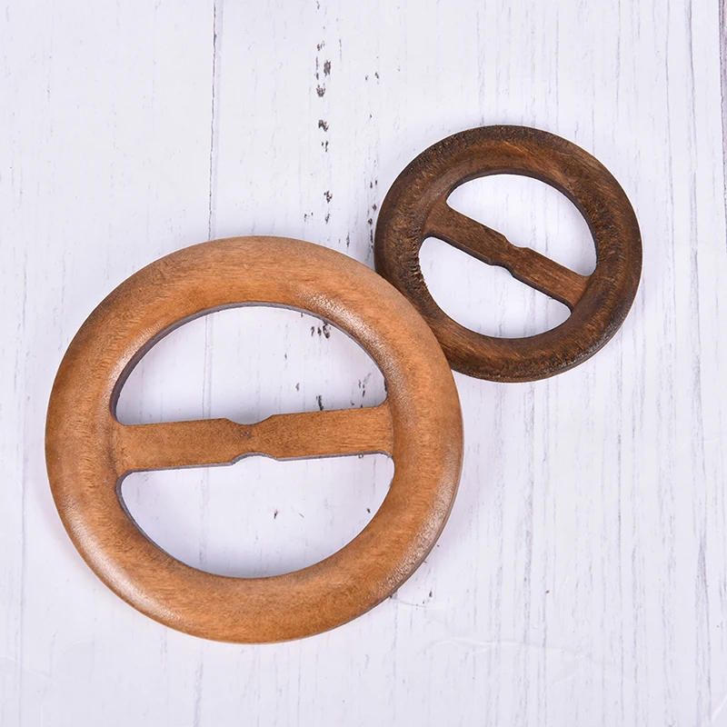 Round Shape Garniture Handmade Wooden Crafts Belt Buckle Ring Wood Clothes Accessories Sewing Children DIY 50-80mm