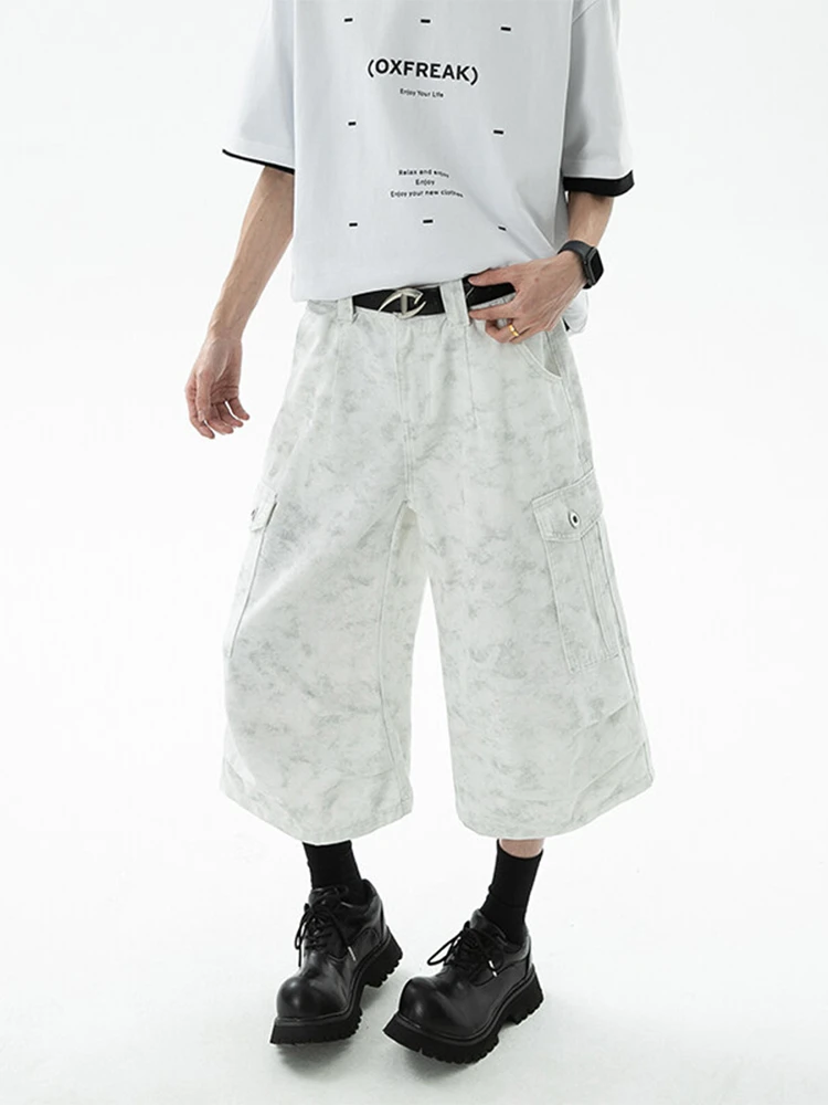 

Мужские летние рабочие брюки-капри 7/8 длины, свободные, прямого кроя, до колена, повседневные, удобные, дышащие, из полиэстера