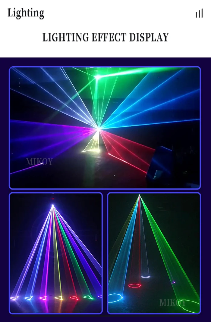 MIKOY RGB 6W Laserlicht Bluetooth App-Steuerung ILDA Home-Party DMX Hochzeitsprojektor DJ Nachtclub Disco Weihnachtsbühnenbeleuchtung – Detail 8