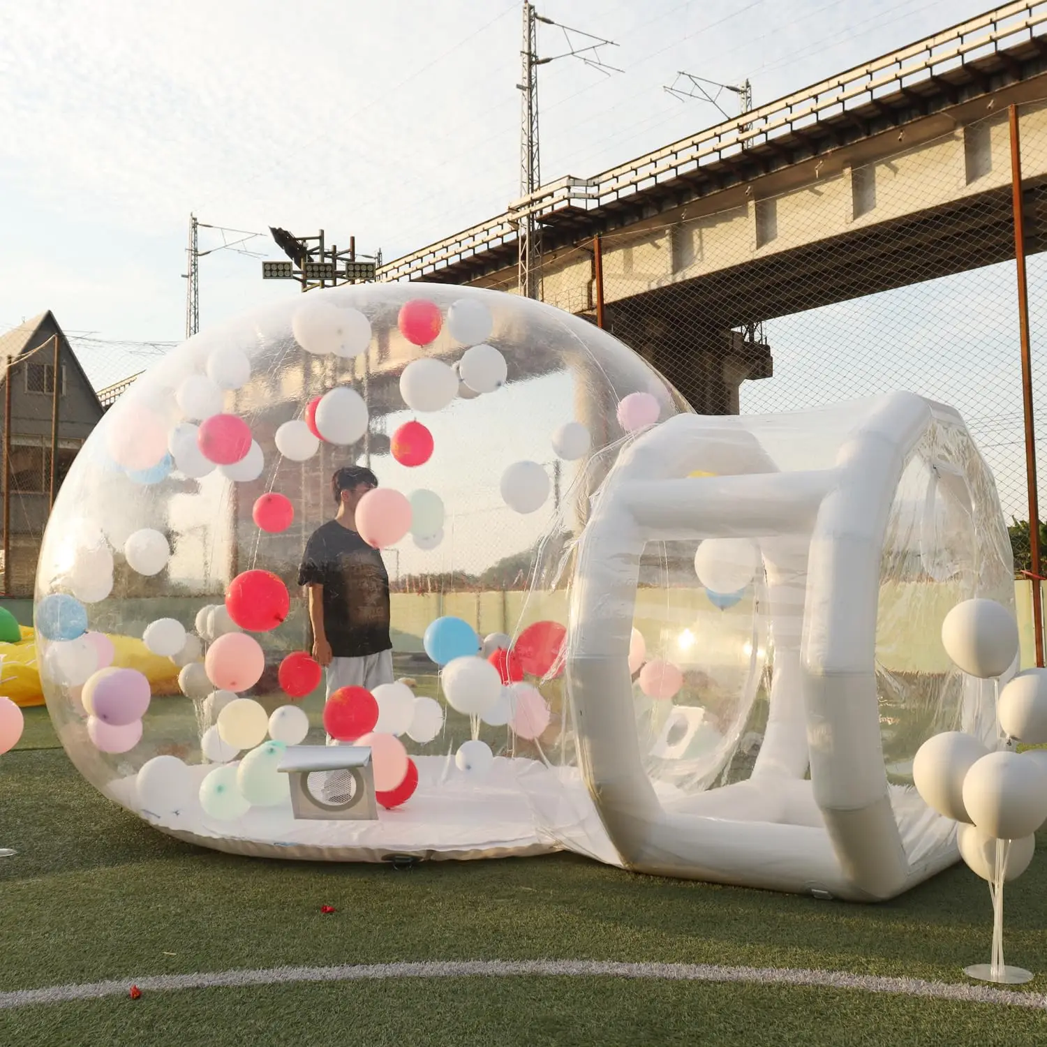 

Inflatable Bubble Balloon House with Blower, Bubble Tent for Kids Party Balloons Clear for Home Party Wedding Holiday Ball Pit