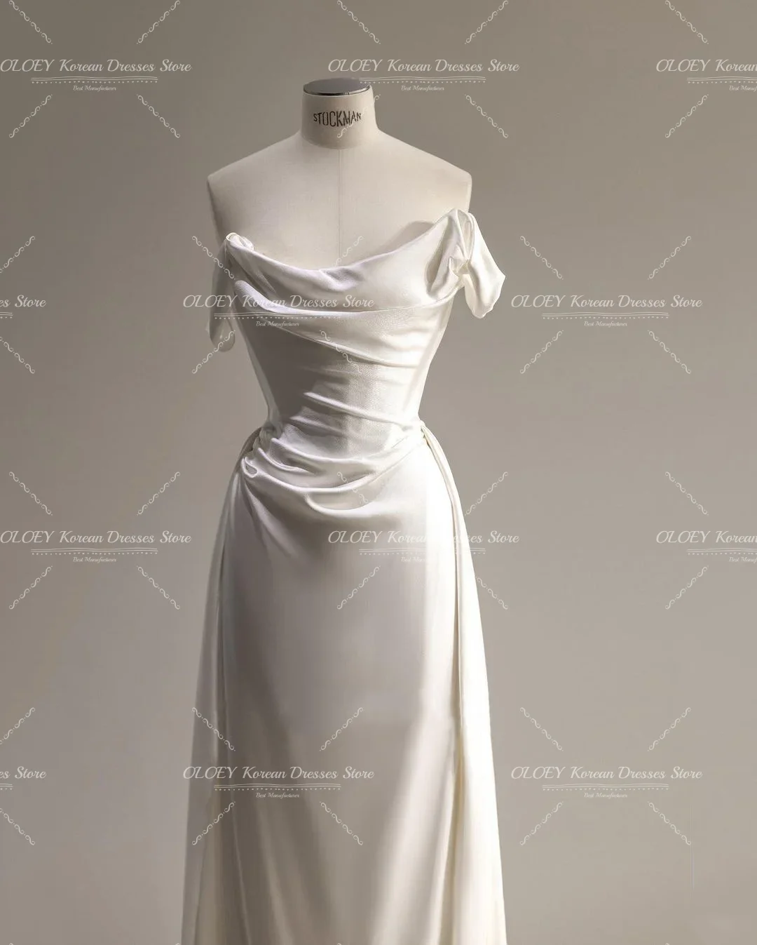 OLOEY elegante vestido de novia de satén blanco Línea A vestido de novia con hombros descubiertos vestido de graduación vestidos de fiesta vestido de noche personalizado