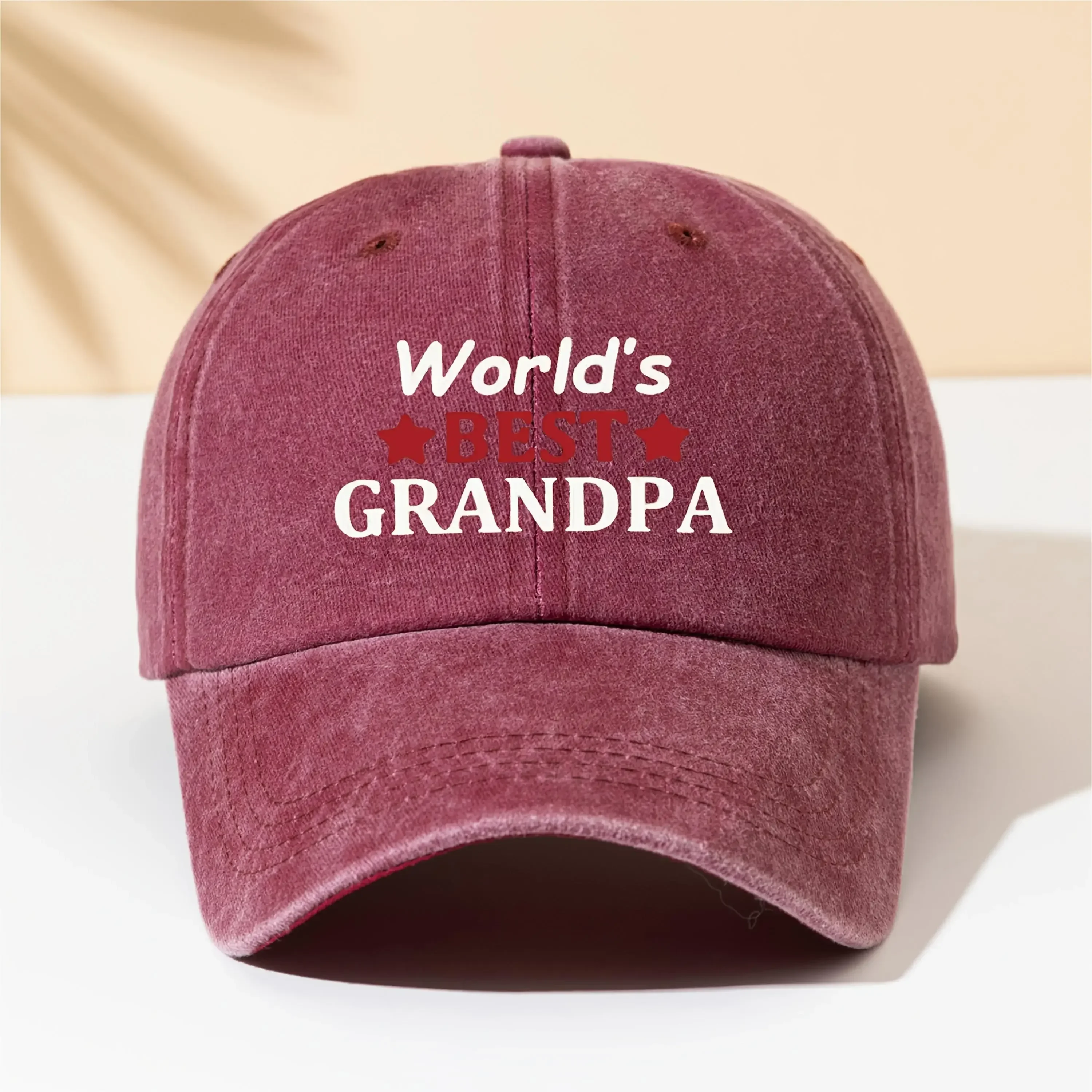 Custom A Baseball Cap With Print Best Grandpa In World, A Soft-top Vintage Washed Cap, Adjustable Outdoor Sports Cap, Sweat