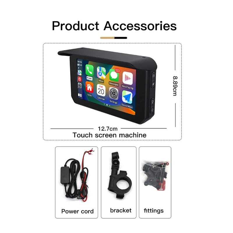 5 Inch Portable Motorcycle Waterproof Display Motorcycle Wireless For Carplay Android Auto GPS Navigation Smart Screen Durable