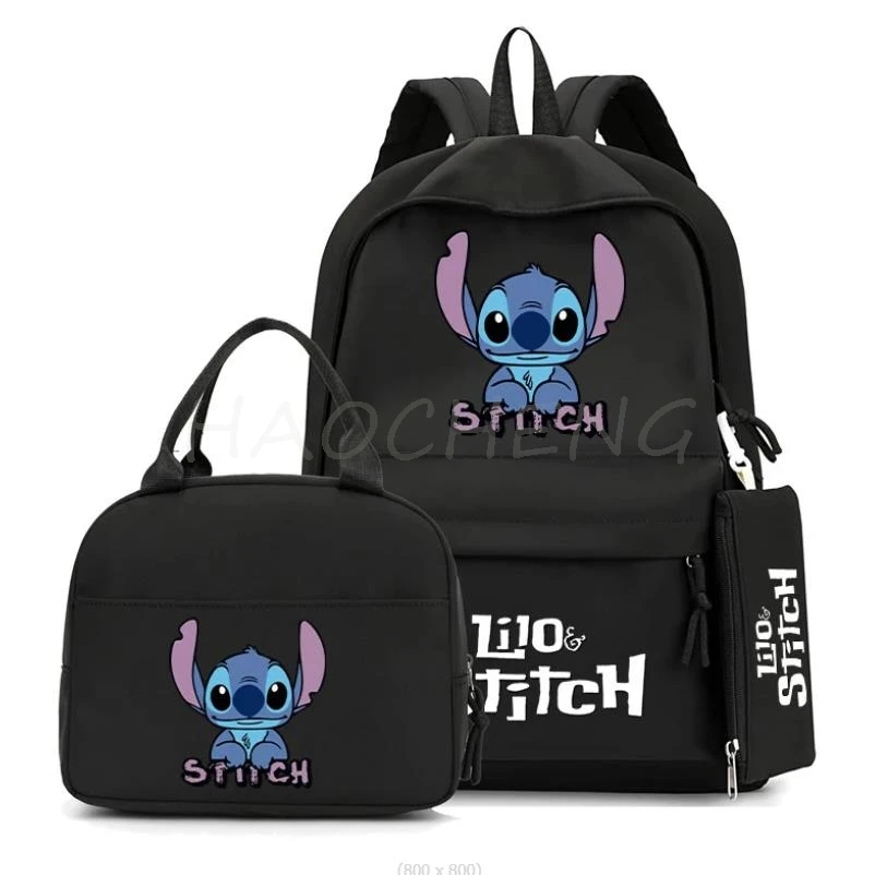 3Pcs/set MINISO Disney Stitch Backpack Student Back to School Teenage Lunch Bags for Children\'s Schoolbag Large Travel Backpack