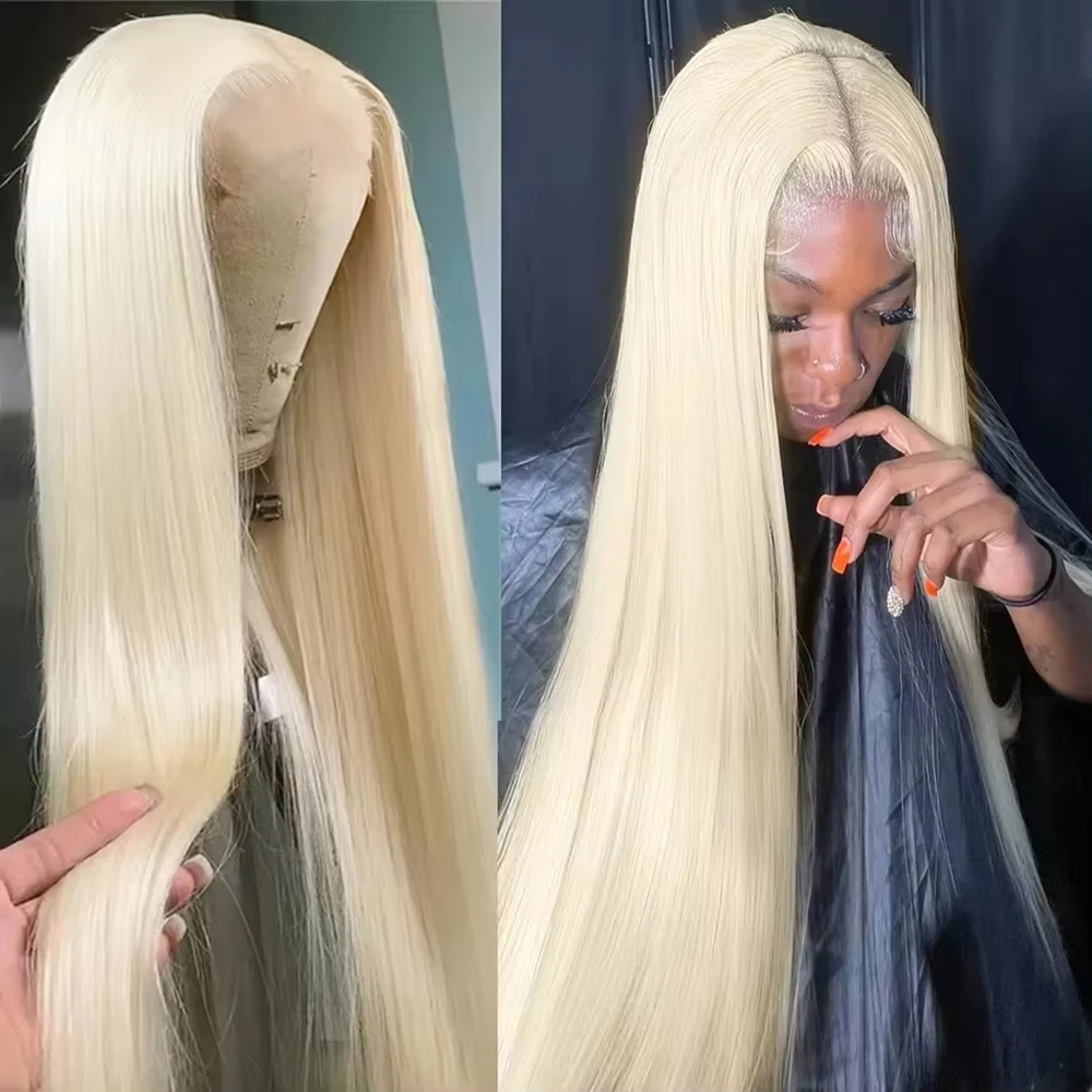 

613 Honey Blonde 13x6 Straight Brazilian Lace Frontal Wig 613 Straight Colored 200 Density 46 Inch Human Hair Wigs For Women