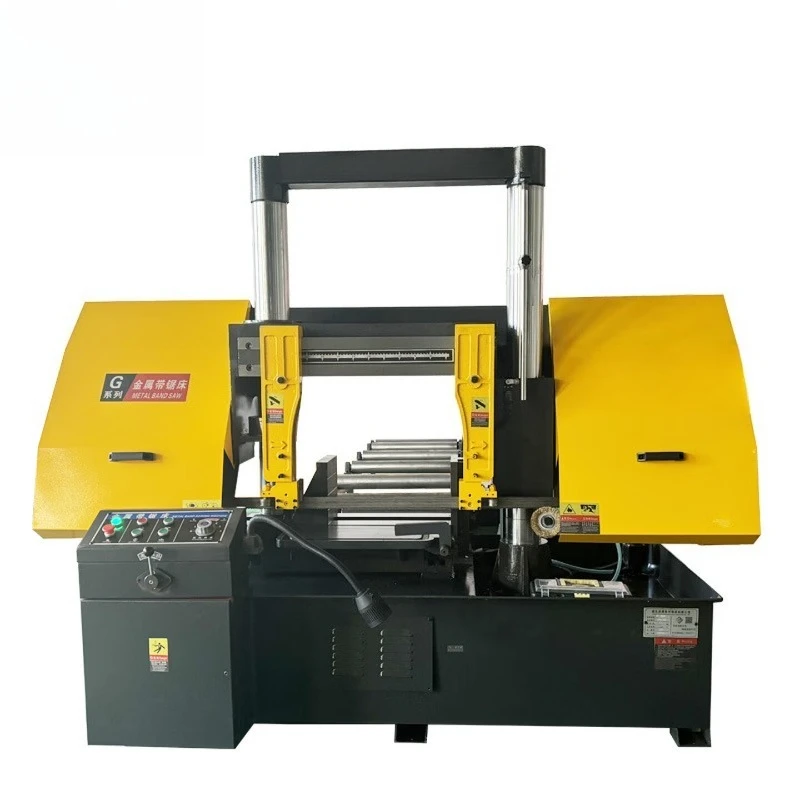 Automatic band sawing machine, large round steel square tube batch cutting numerical control metal sawing machine