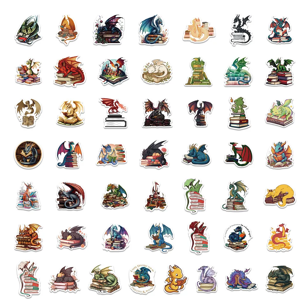 50PCS Bibliothekar Drachen Cartoon Bild Graffiti Dekorative Koffer Wasser Tasse Skateboard Gitarre Wasserdichte Aufkleber Kinder Spielzeug