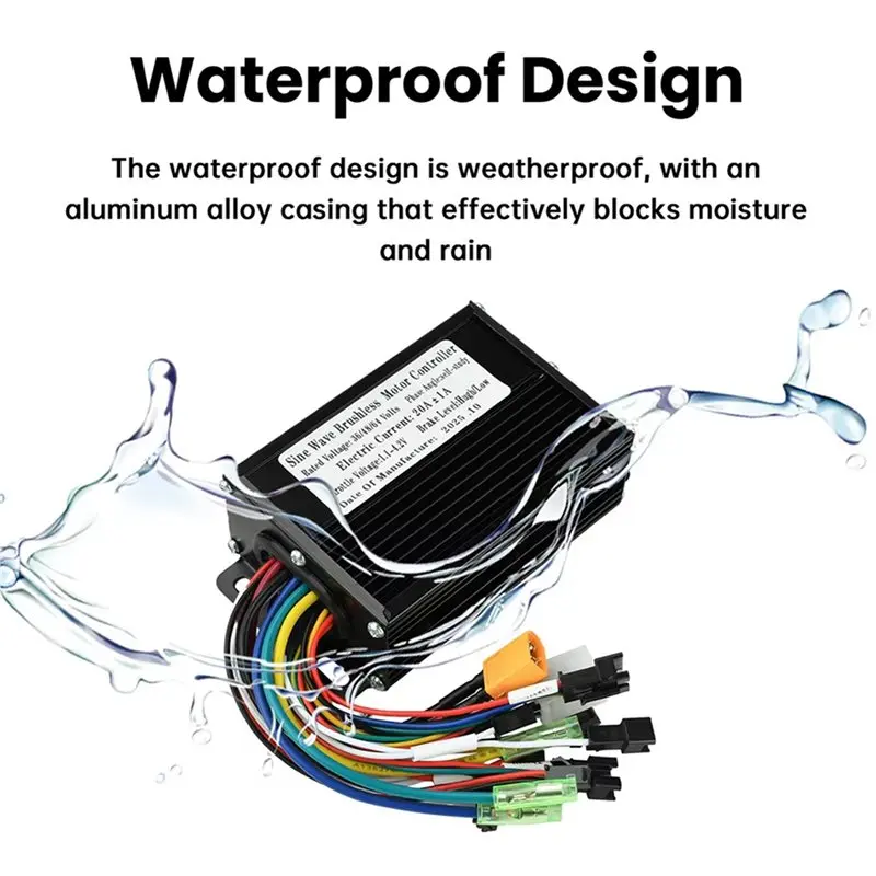 WORTHOWN-2X 36V/48V 350W-500W 20A Sine Wave Brushless Motor Controller Suitable For SM Connector 2 Protocol LCD Meter