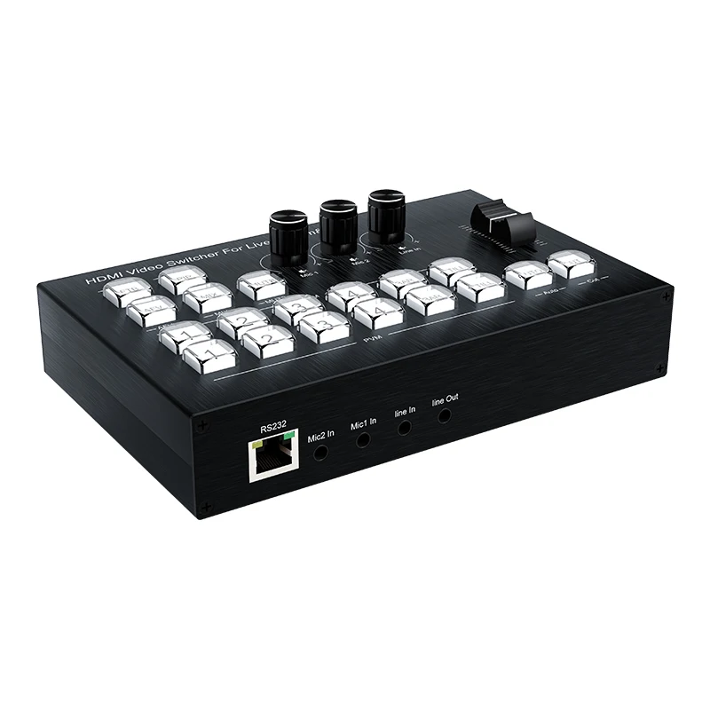 HDMI 4K Video Switcher, Multi Camera Streaming, Live Production, Video Mixer, Broadcasting Station, Tipo C Record, 4 Canais