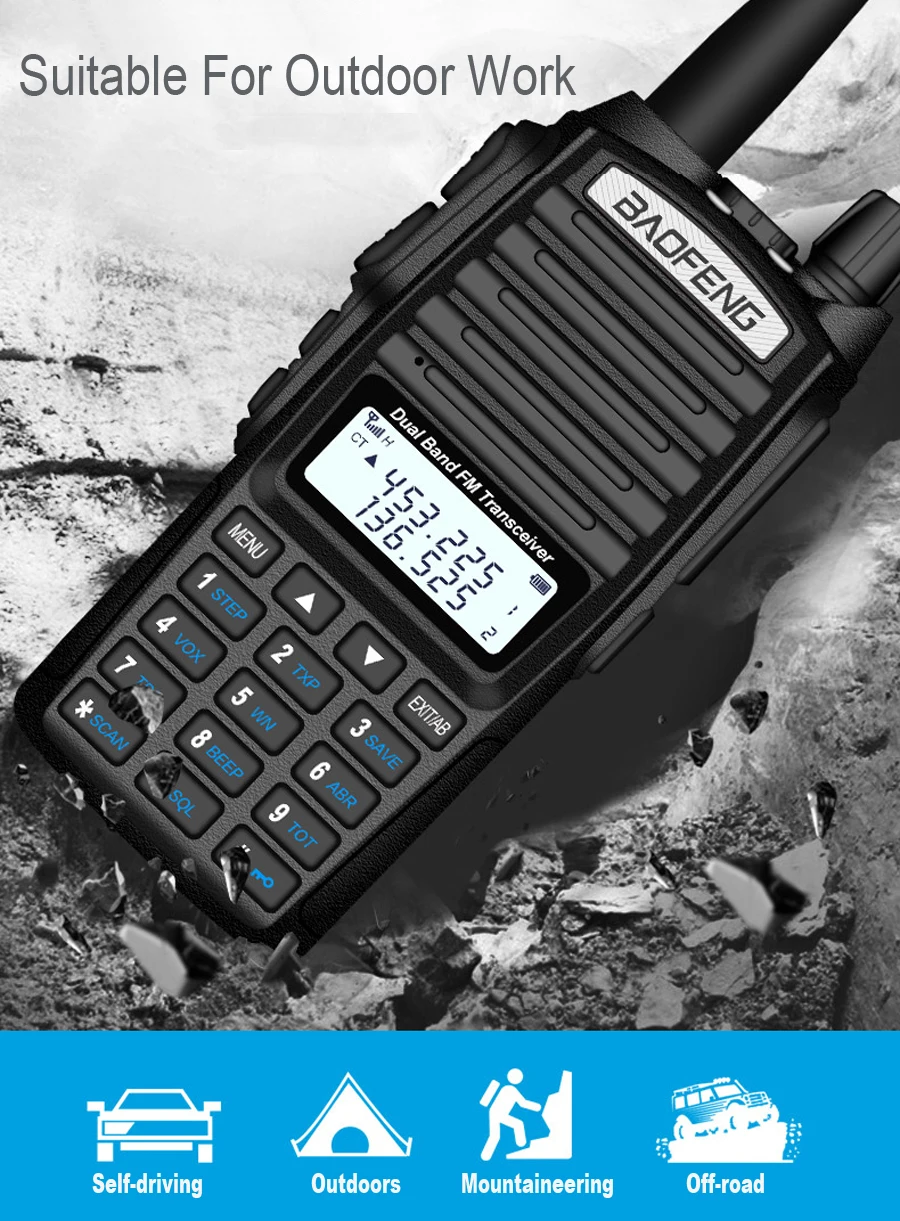 AAA+ Real 8W 5W Портативное FM-радио Walkie Talkie UV-82 Dual PTT Двусторонний VHF UHF Аматорский радиоприемник UV82 Двусторонний передатчик