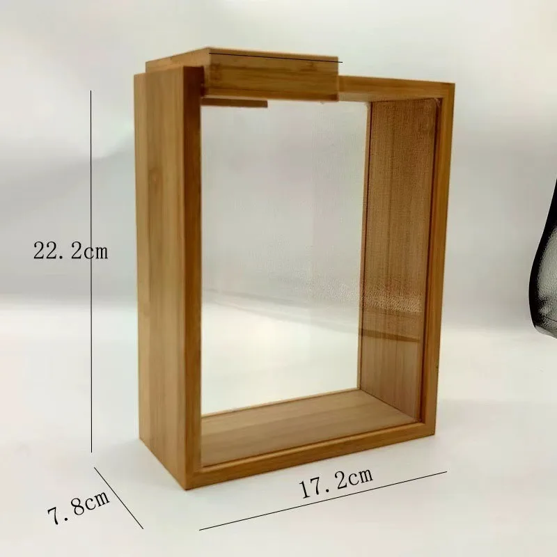 New Household Kitchen Bamboo and Wood Sliding Grain Storage Box Wooden Food Storage Box Dispenser 5