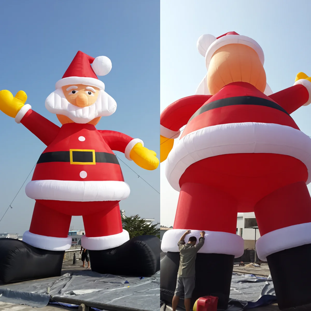 13/20/26ft 2026 New design Giant Inflatable Santa Claus In Chimney For Christmas Decoration Outdoor Promotional Advertising