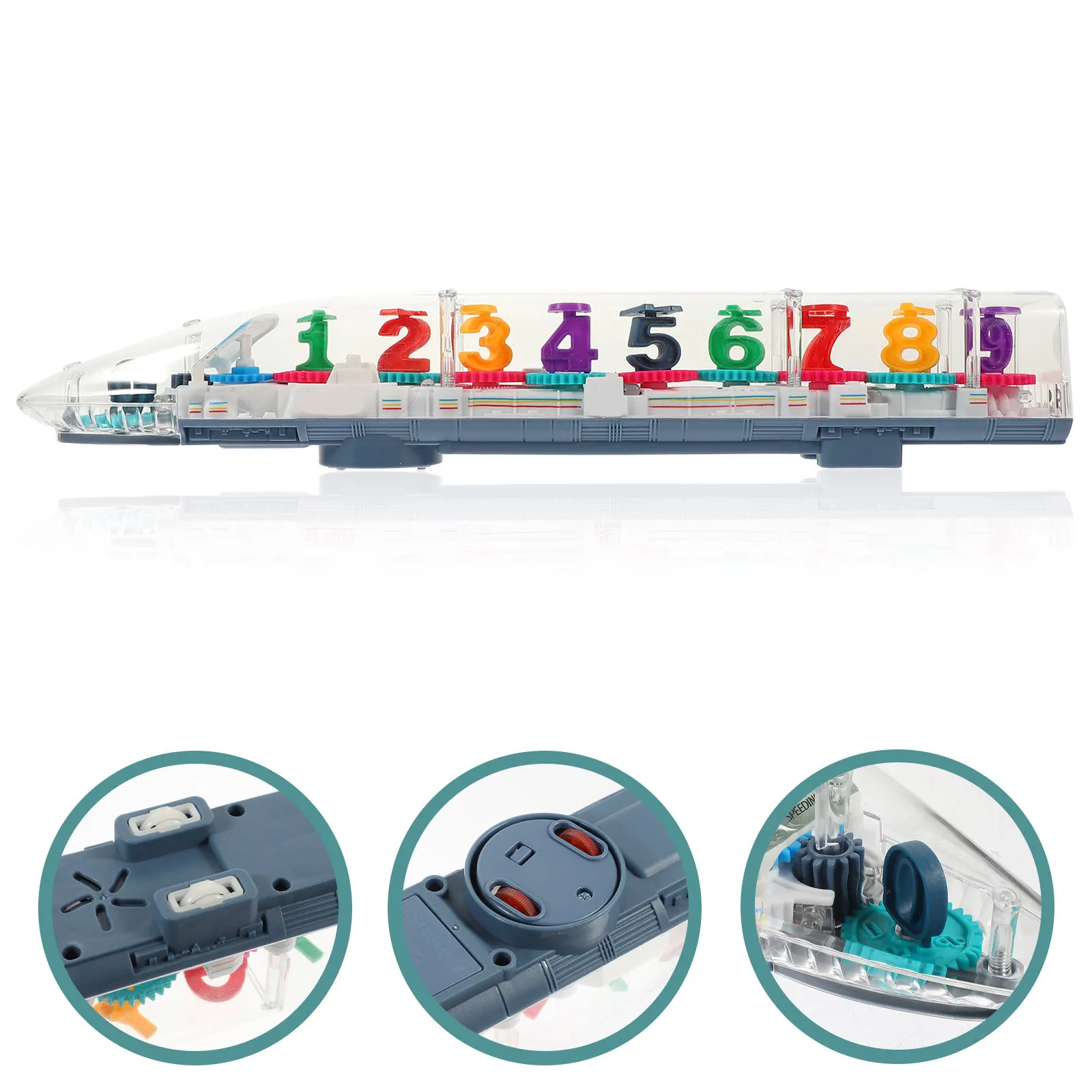 

Electric Train Transparent Design Moving Light Music Educational Kids Train Mechanical Universal Wheel Fun