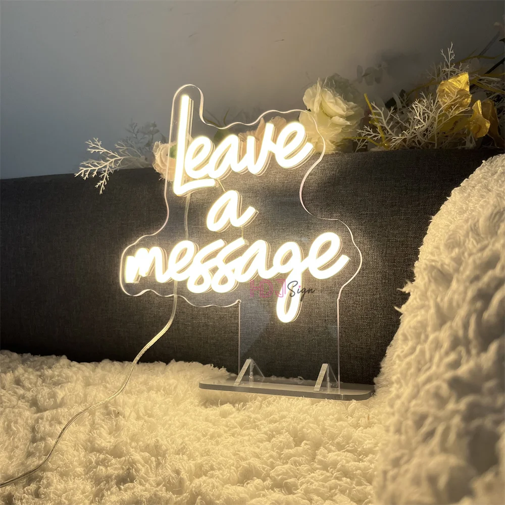 Leave A Message Led Neon Sign Girl Boy Home Bedroom Party Bar Table Decor Desk Night Lights Signs Lamps Coffee Shop Decoration