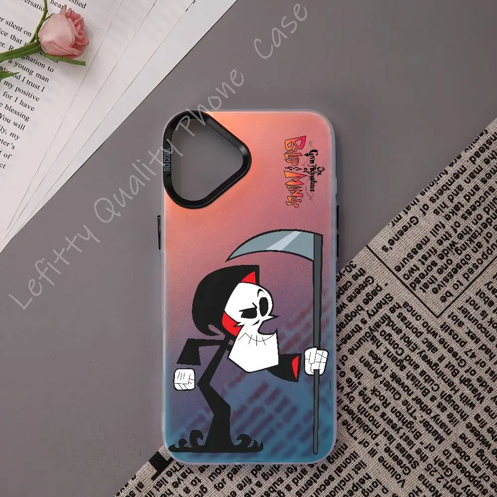 

Grim A-Adventures Of Billy Mandy Phone Case For IPhone 16 15 14 13 12 11 Pro Max Matte Aurora Multicolor Laser Gradient Funda