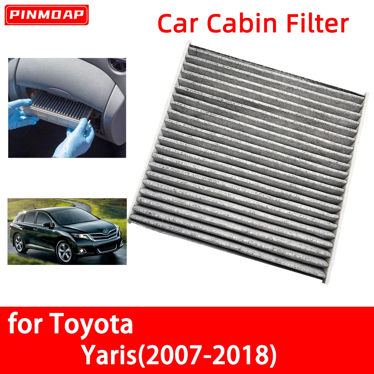 Car Cabin Air Filter for Toyota Yaris 2007-2018 Auto Filters Carbon Fiber 87139-02020 87139-02090  87139-06040 87139-06080