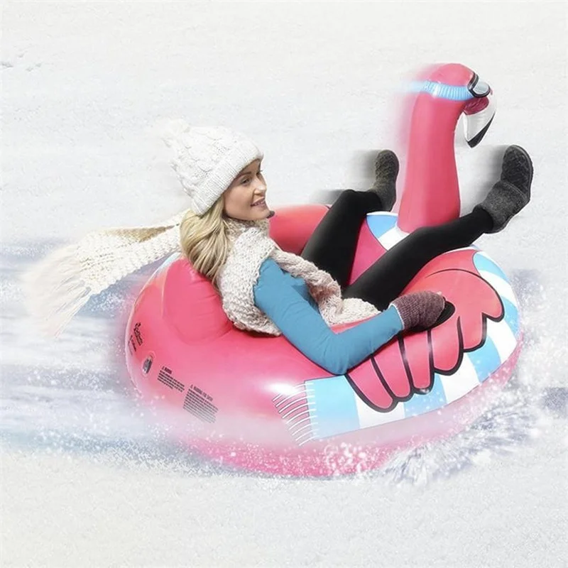 2019 New Winter Sports Durable Flamingo Sled Tube Inflatable Snow Tube for Sale