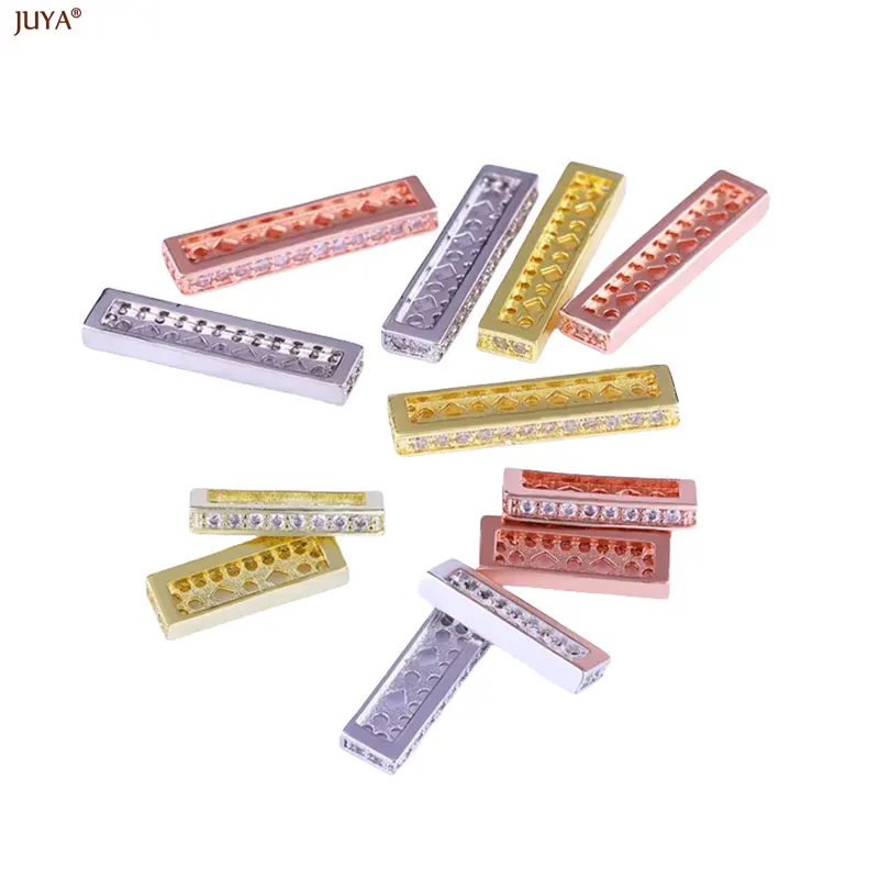JUYA لوازم المجوهرات النحاس الزركون فاصل بار فواصل متعددة الفتحات DIY بها بنفسك صنع التطريز اللؤلؤ إكسسوارات عقد