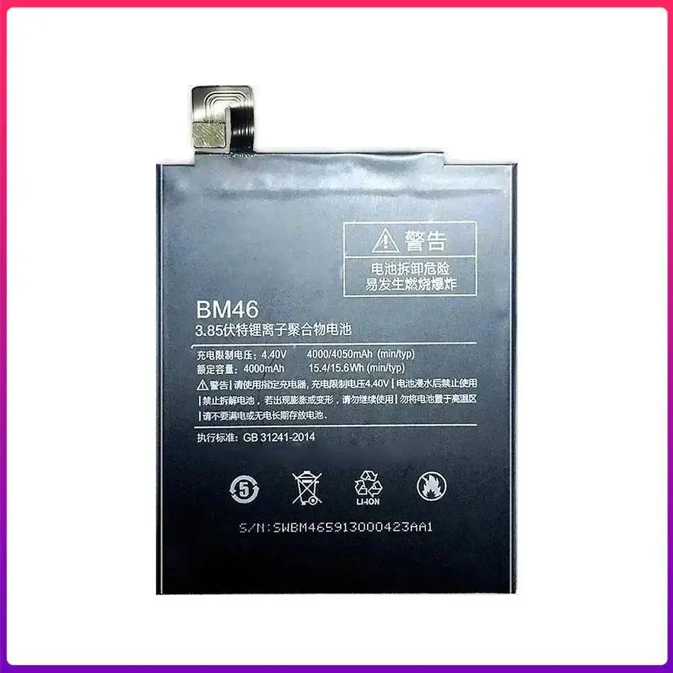 For Xiaomi Redmi Note 3 Note3 BM46 Mobile Phone Battery High Performance 4000mAh