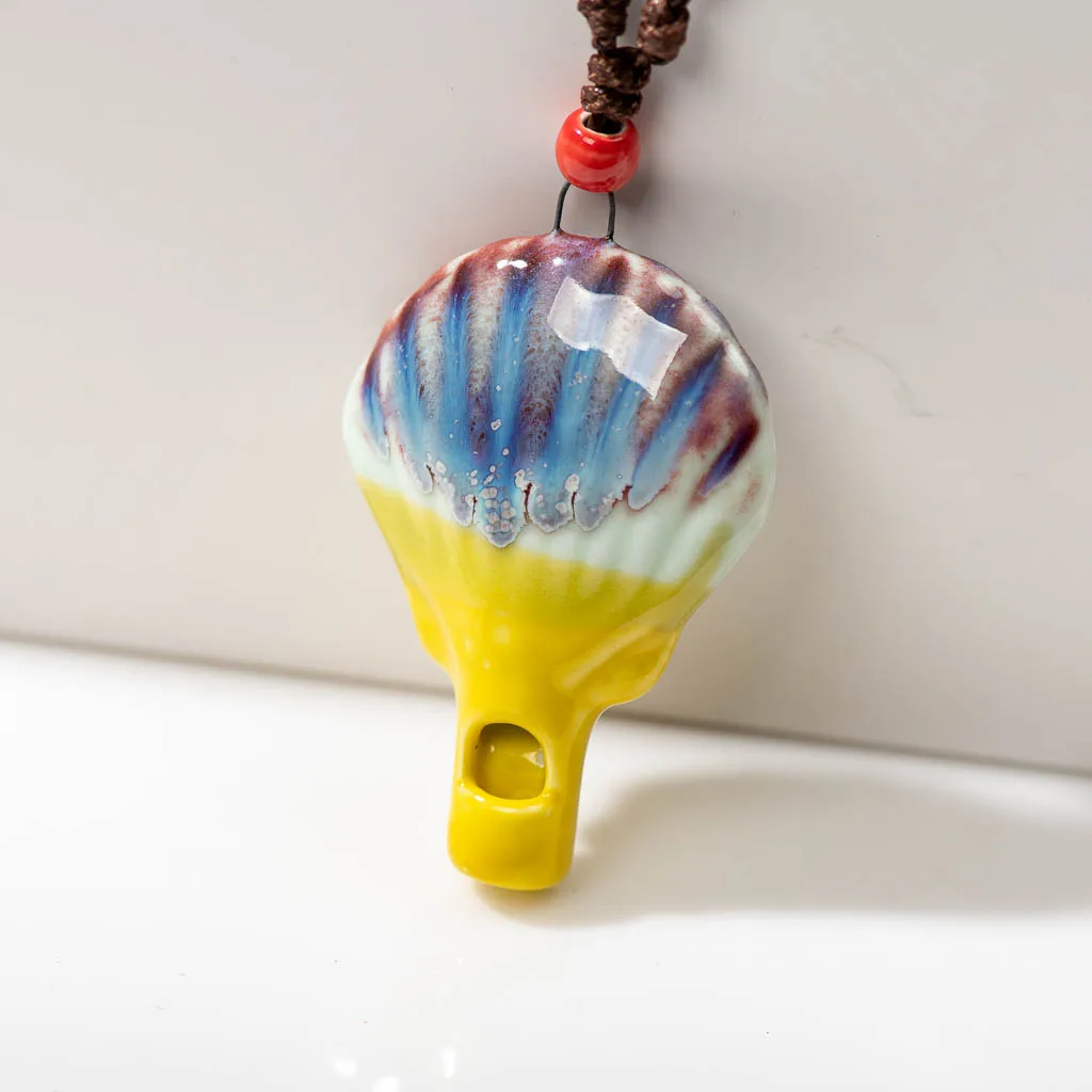 Multicolor Scallop shell Whistle Ceramic Necklace Women\'s Pendants Wholesale For Ladies Gift Retro Accessory Jewelry Charm 2X834