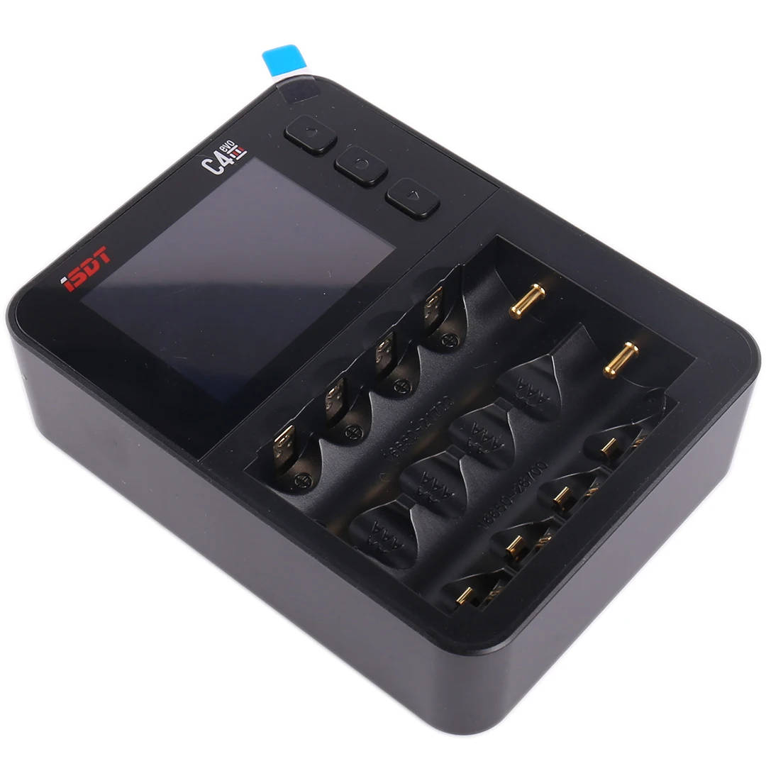 ISDT C4 EVO Smart Battery Charger With Type-C QC3.0 Output for AA AAA Li-ion Battery with IPS Display Screen