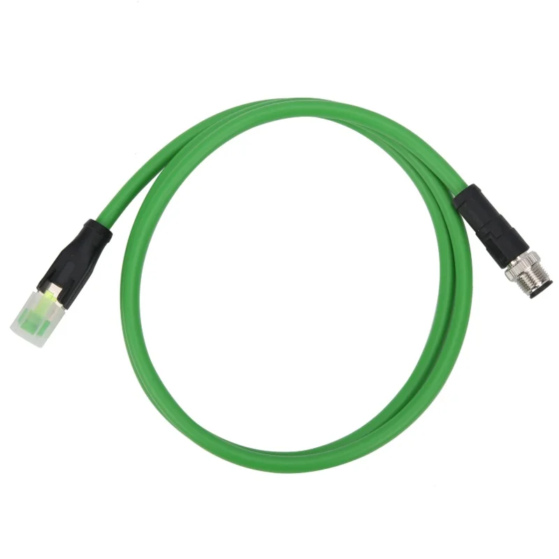 M12 To RJ45 Patch Cord 4Pin Networking Cable For Industrial Ethernet Applications IP67 Waterproof
