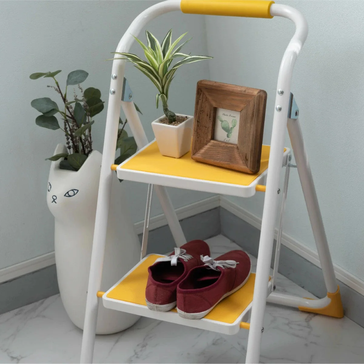 Household multi-functional folding ladder car wash ladder stool balcony two-step ladder portable herringbone ladder