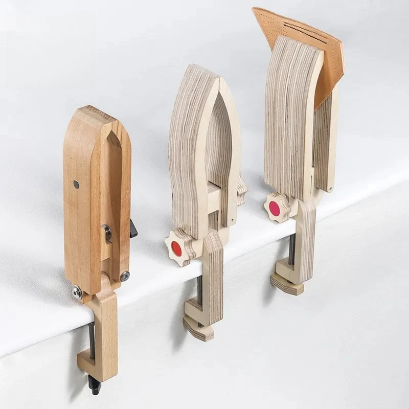 for Desktop Hand Sewn Wooden Clip for Beech Russian Birch Board Handmade Leather Stitching Tool