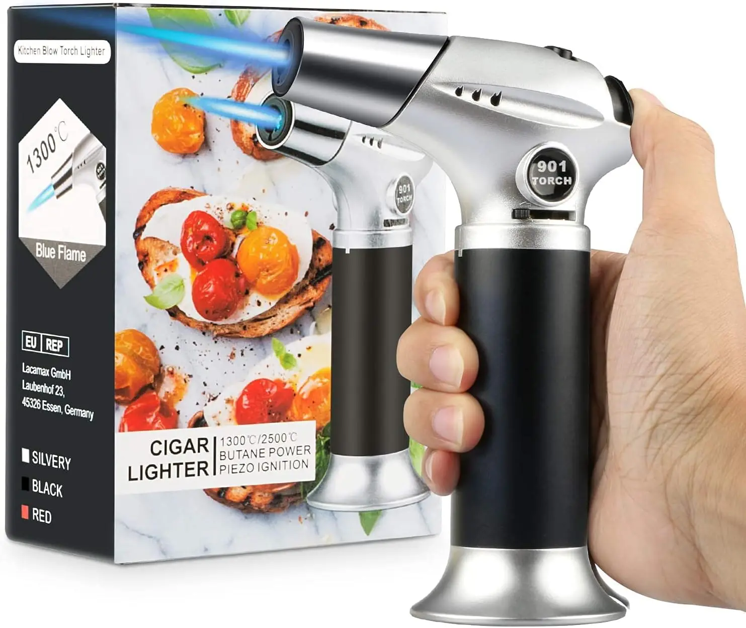 

Adjustable Flame Kitchen Torch for Baking, BBQ, and DIY Tasks, Refillable with Butane Gas Excluded