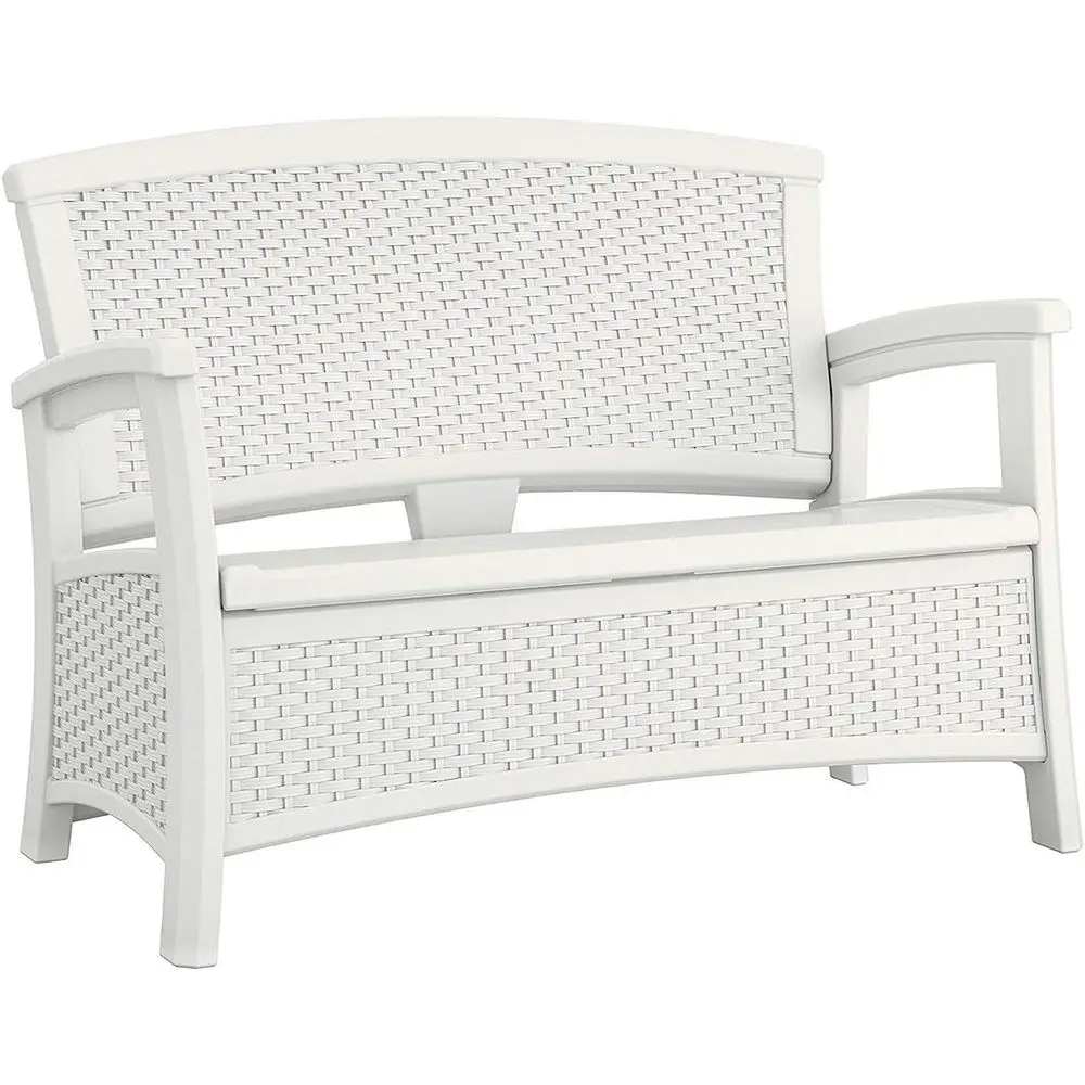 

Lightweight Stylish Outdoor Loveseat with Built-In Storage and All-Weather Resin, White