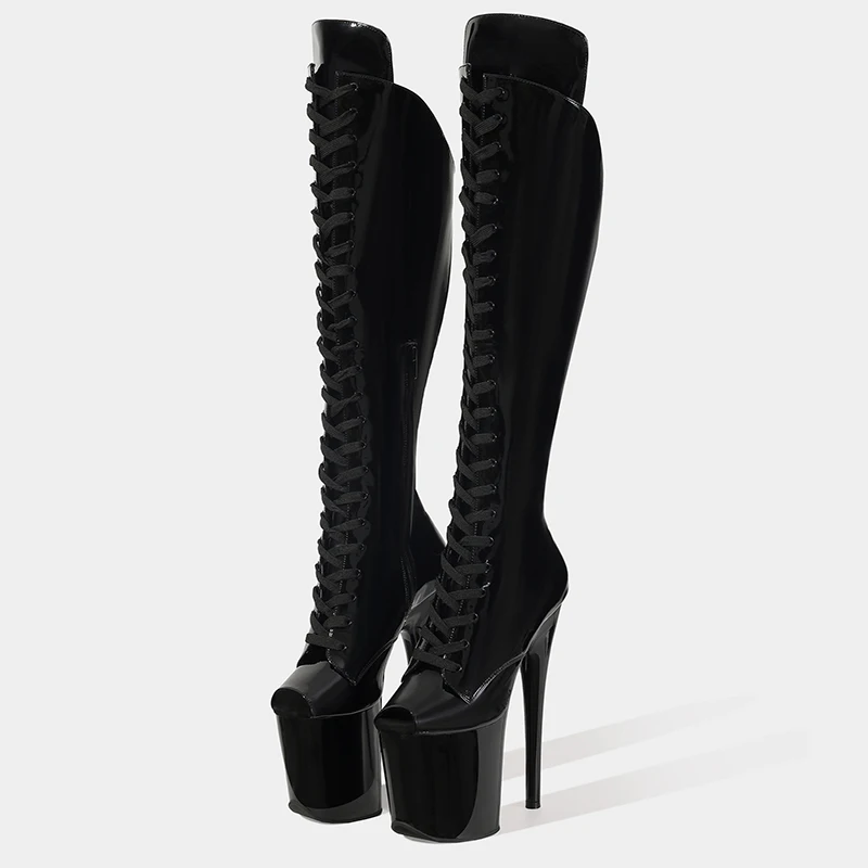 New Fashion Pole Dancing Shoes 20CM/8inches High Heel Peep Toe Platform Women\'s Modern Knee-High Boots HSMB202303