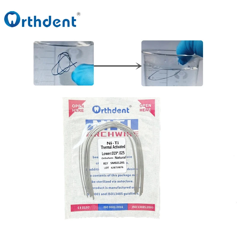 10 Packs Dental Thermal Activated Arch Wires Orthodontic Niti Archwire Natural Form Dentistry Arc For Brace Round/Rectangular