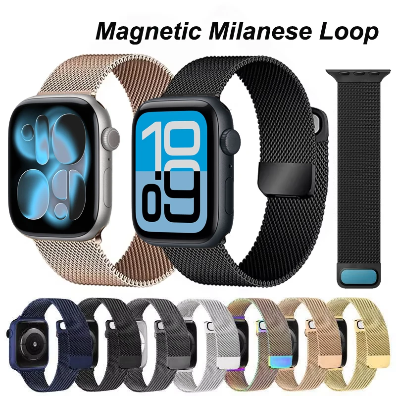 Milanese Loop für Apple Watch Band 45 mm 44 mm Ultra 3 2 49 mm magnetisches Metallarmband für Apple Watch Serie 11 10 46 mm 42 40 41 mm 38