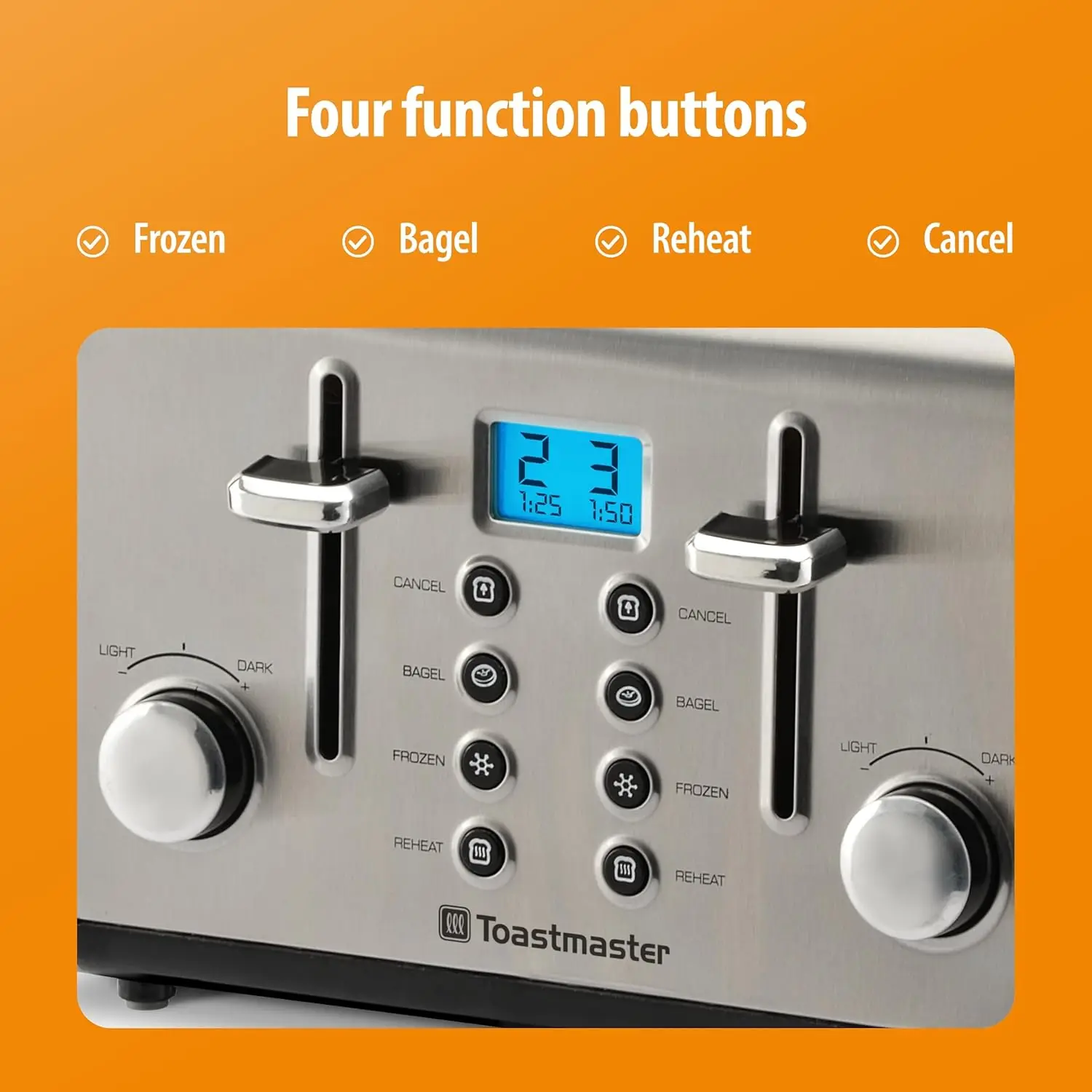 محمصة رقمية من الفولاذ المقاوم للصدأ ، 4 شرائح