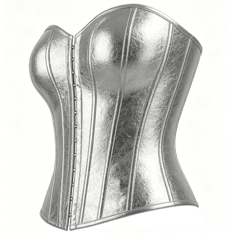 Silver Corsets for Women Steampunk Gothic Corset Bustier with Plus Size Vintage Style Corset Top Burlesque Lingerie ﻿ - view 3