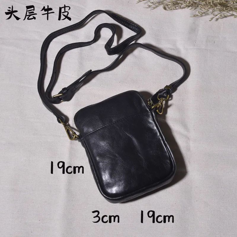 AETOO Leather chest bag Men\'s commuter phone bag Small bag multi-functional small bag cowhide waist pack one shoulder crossbody