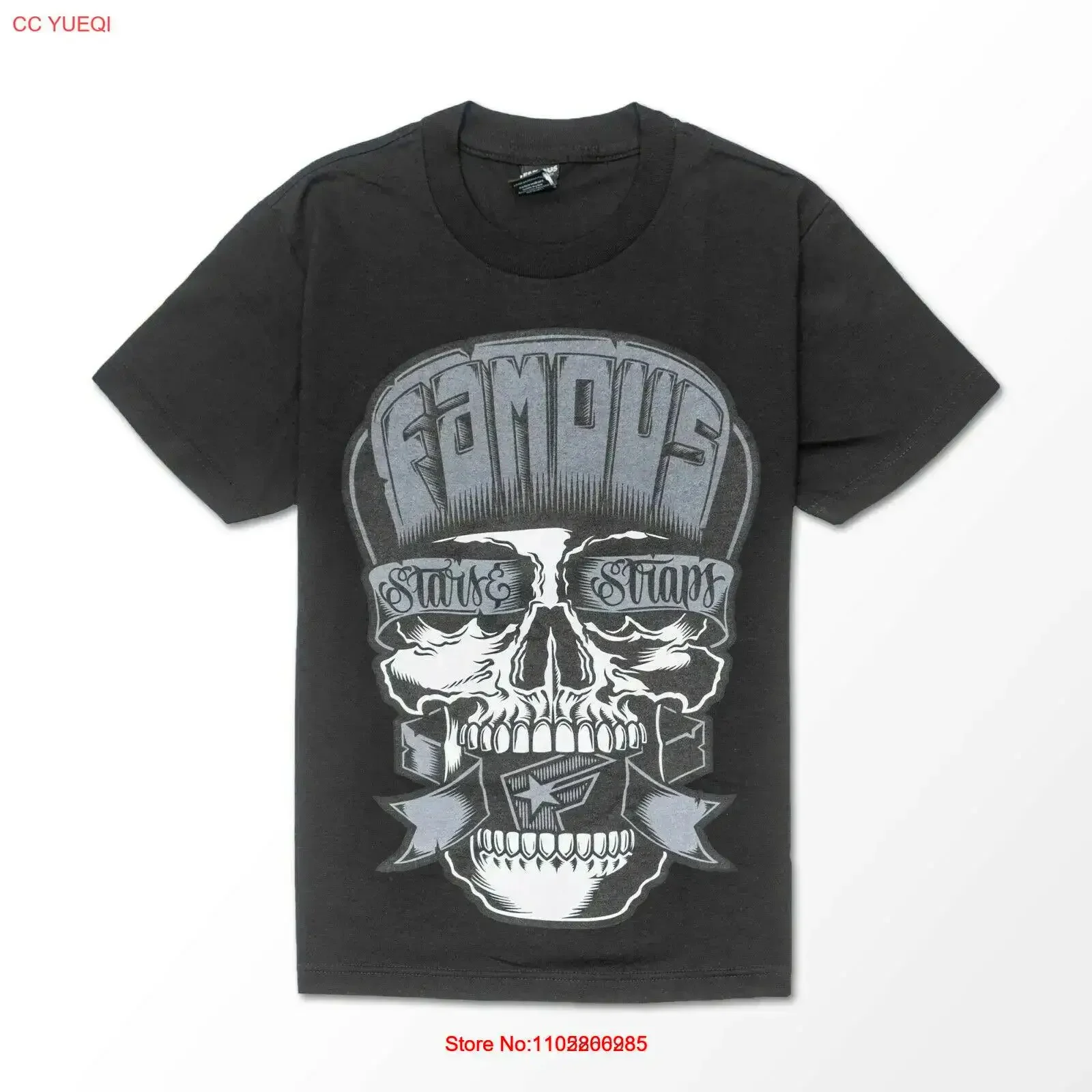 famous stars and straps flipped skull black Travis Barker T Shirt CA3 vintage Washed homme Unisex Casual designer clothes