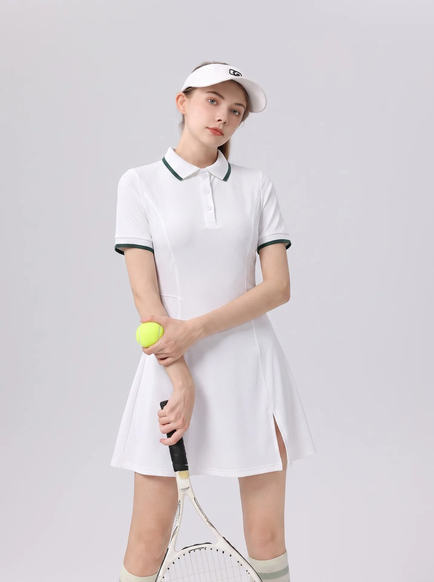 Women's Tennis Dress with Polo Collar, Short Sleeve, A-Line Slim Fit, Quick-Dry, Breathable, Moisture-Wicking for Golf and Padel