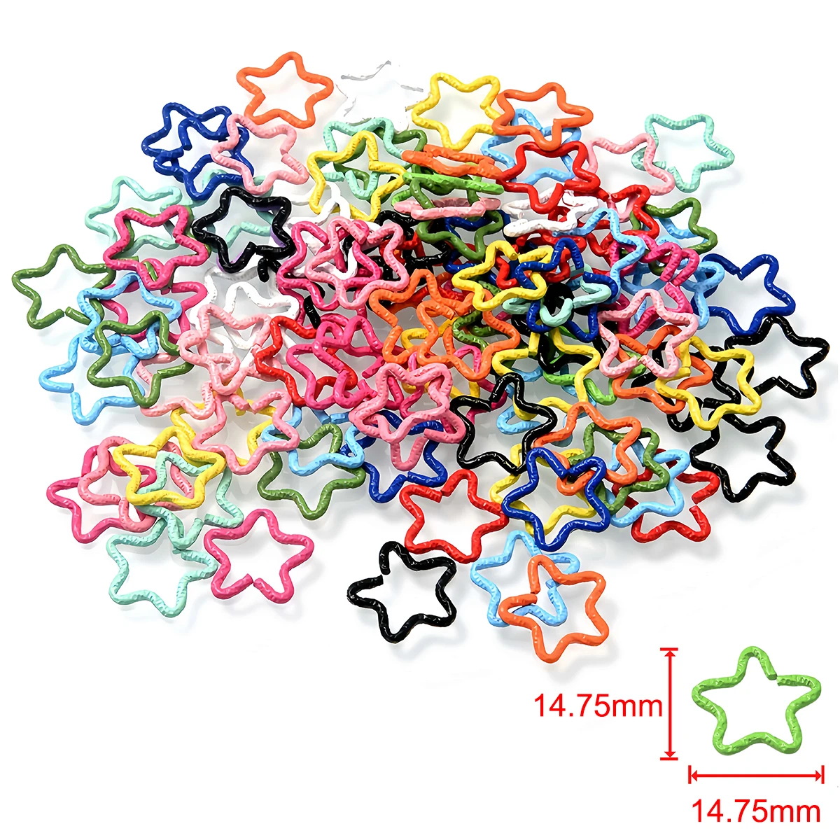 50PCS Colorful Mixed Alloy Split Jump Rings Star Heart Round Twisted Open Single Loops Ring Connector for Jewelry Making Finding
