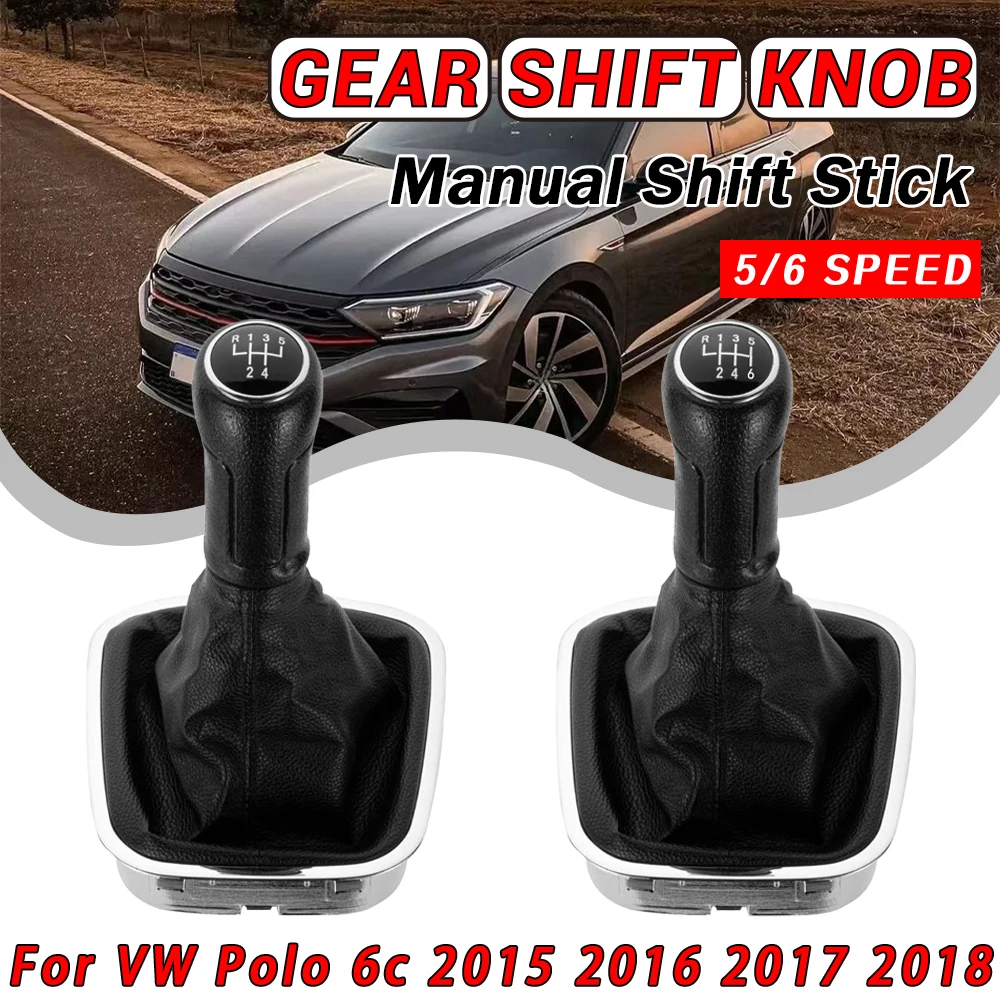 New Product 5 Speed Gear Stick Shift Knob PU Leather Boot 6R0711113 For VW Polo 6R 6C Sedan Hatchback 2015 2016 2017 2018
