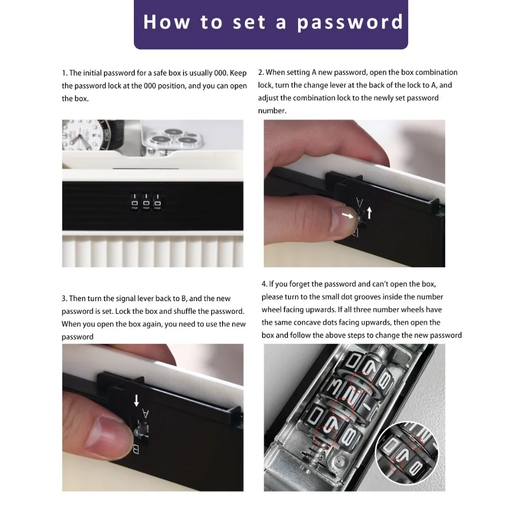 Lockable Password Lock Safe Box Large Capacity Two Layers Storage Bin Privacy Security Portable Cash Jewelry Organizer