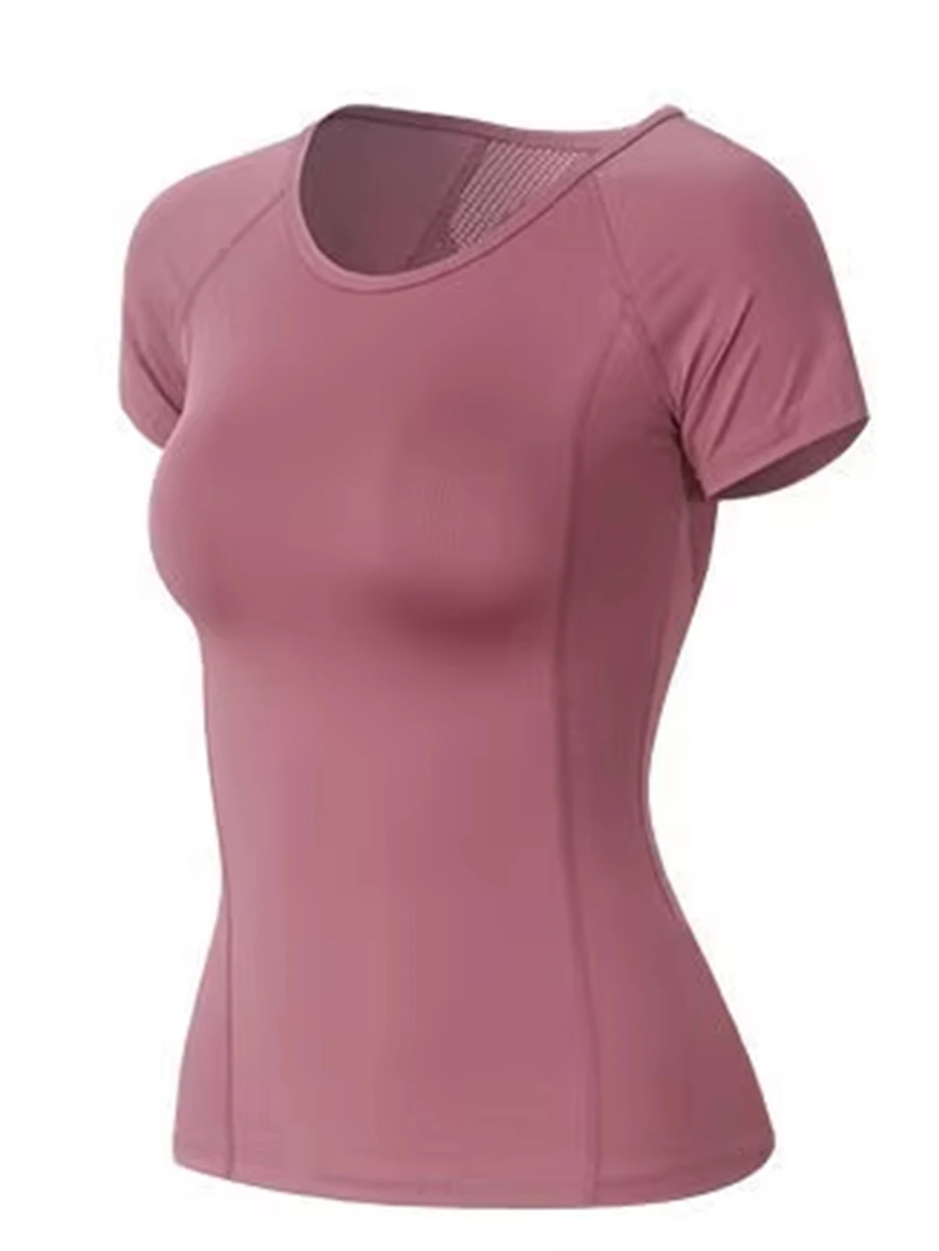 Roupas femininas de secagem rápida para fitness, camiseta esportiva, camiseta justa para ioga, manga curta corrida