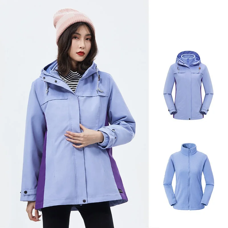 Chic Charge Clothes Giacca da donna Autunno Inverno Nuovo abbigliamento da alpinismo impermeabile antivento caldo tre in uno di media lunghezza