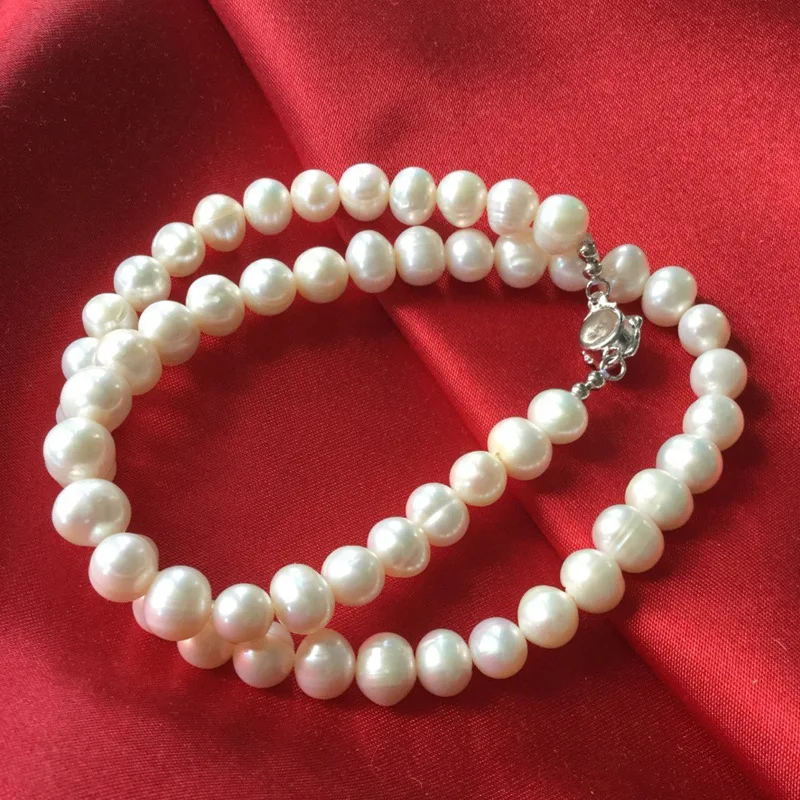 

8-9mm near Round Thread Necklace Finished Freshwater Pearl Micro Flaw Strong Light