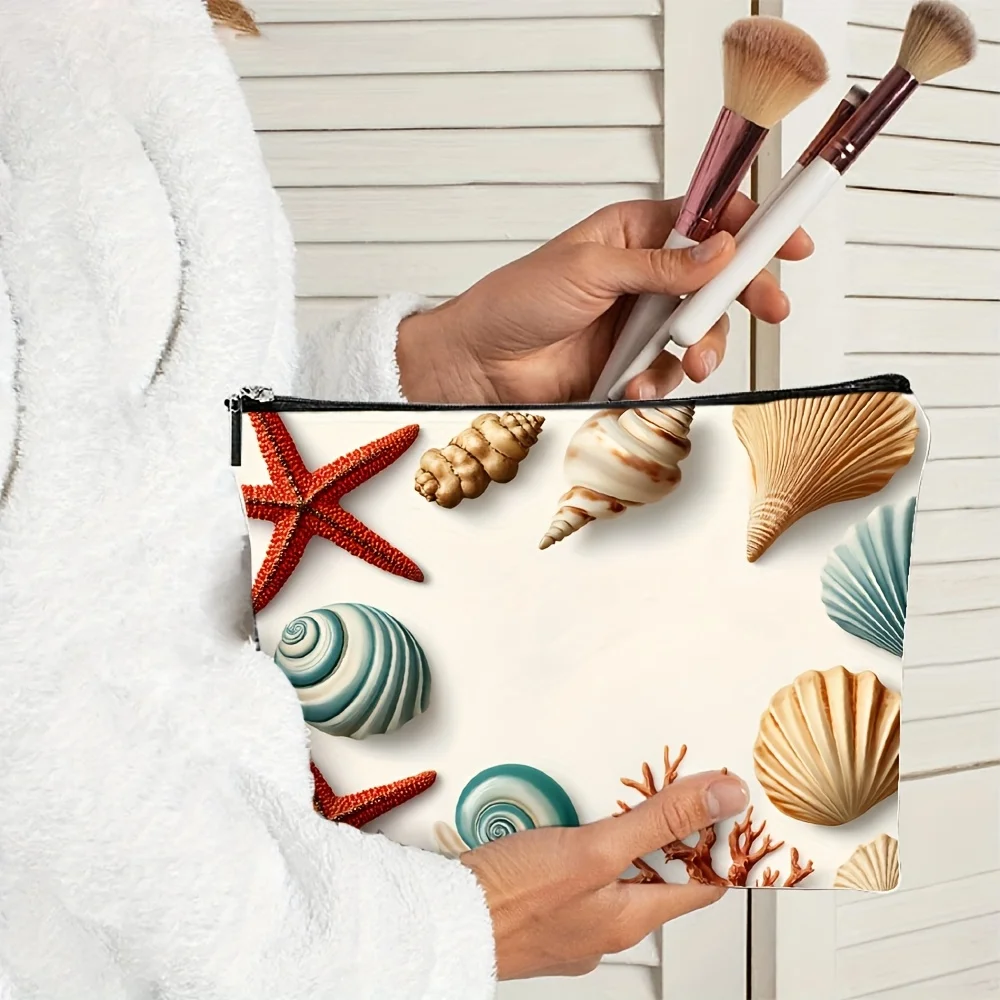 海をテーマにしたメイクアップバッグ - 多機能ジッパーポーチ、ジュエリー収納バッグ、旅行に最適なジッパー付き小型収納バッグ。