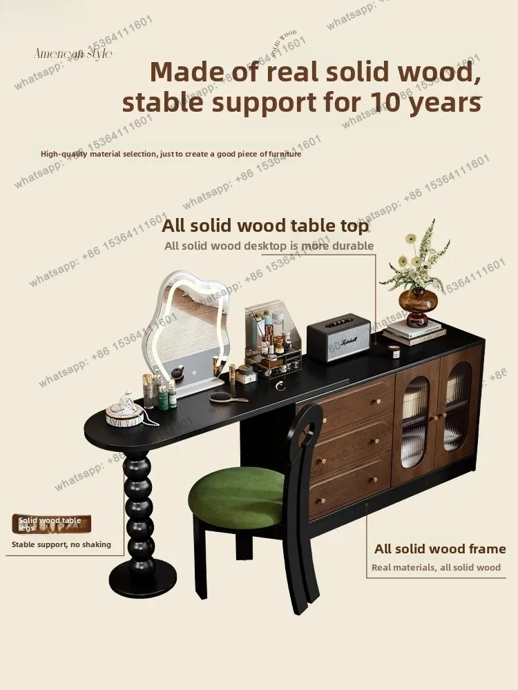 retro dresser, antique chest combination, integrated bedroom storage cabinet, makeup table retractable