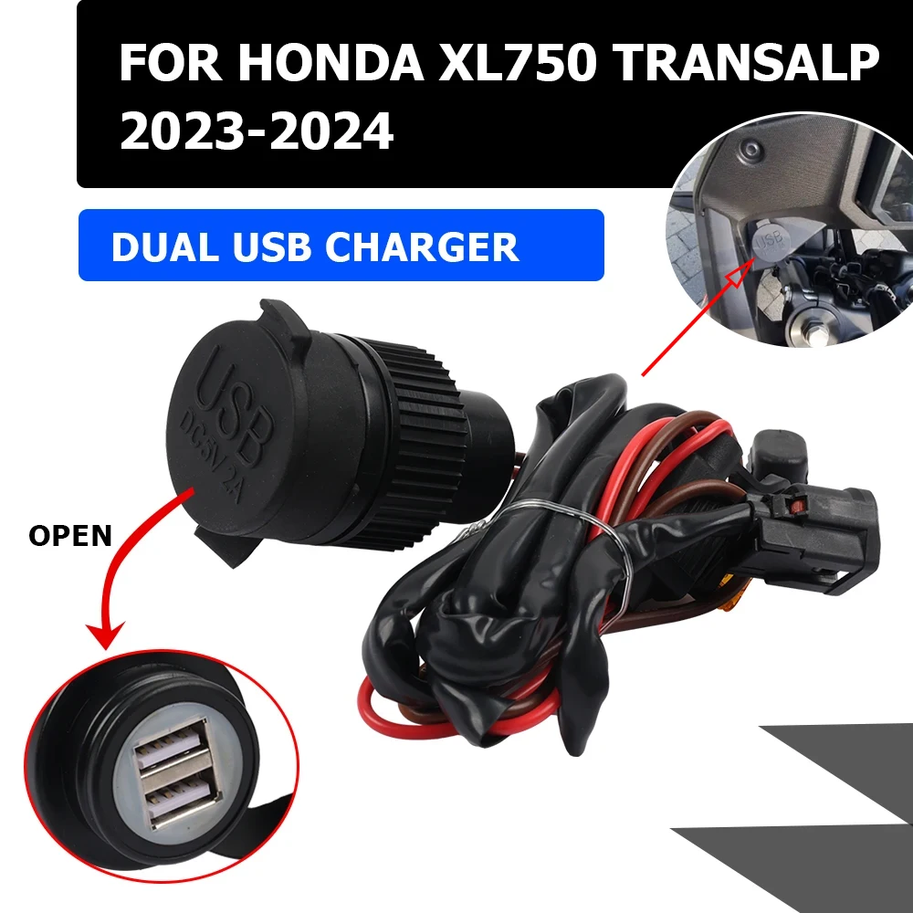 

For XL750 Dual USB Charger For Honda XL 750 Transalp Transalp750 750XL 2023 2024 Motorcycle Socket Adapter Plug USB DC Outlet